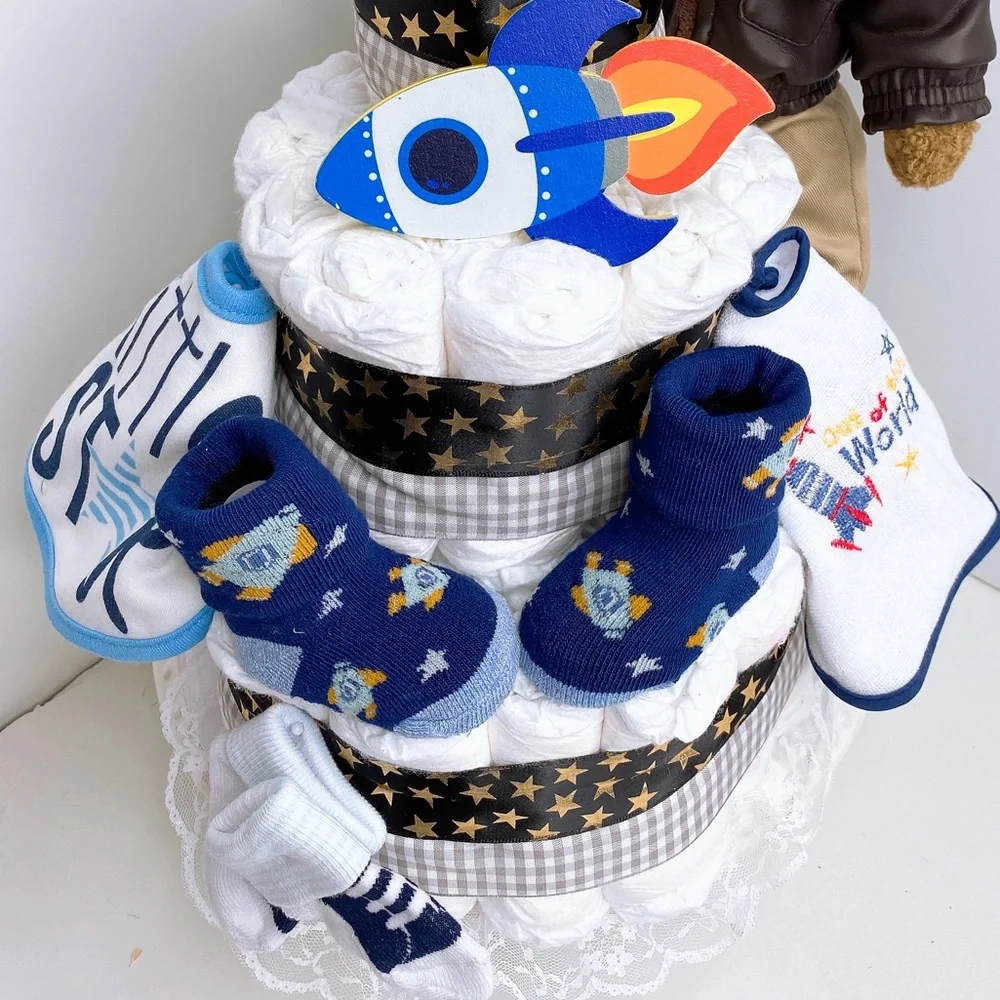 Aviator Pilot Diaper Cake, Baby Boy Shower Gift